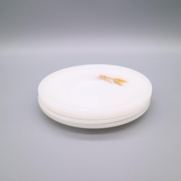 Anchor Hocking Fire King Golden Wheat Milk Glass Saucer Butter Plates (Set of 4) - Picture 4 of 5